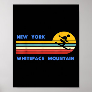 Poster Montagne Whiteface New York Ski Skiateur Ski Rétro