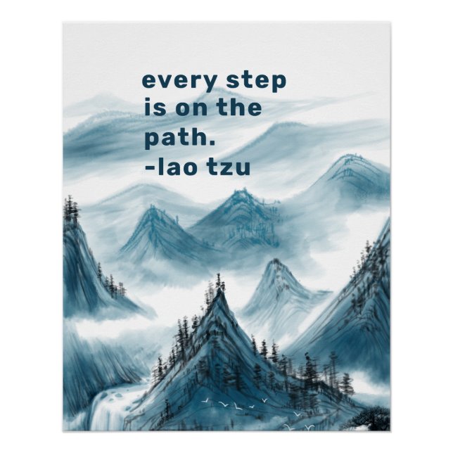 Poster Montagnes Art Inspirer Taoisme Citation Positive (Devant)