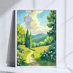 Poster Montagnes Blanches Peinture de paysage du New Ha