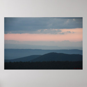 Poster Montagnes bleu ciel rose