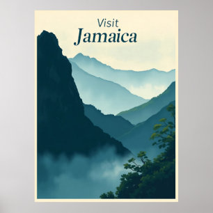 Poster Montagnes Bleues, Jamaïque – Illustration Vintage