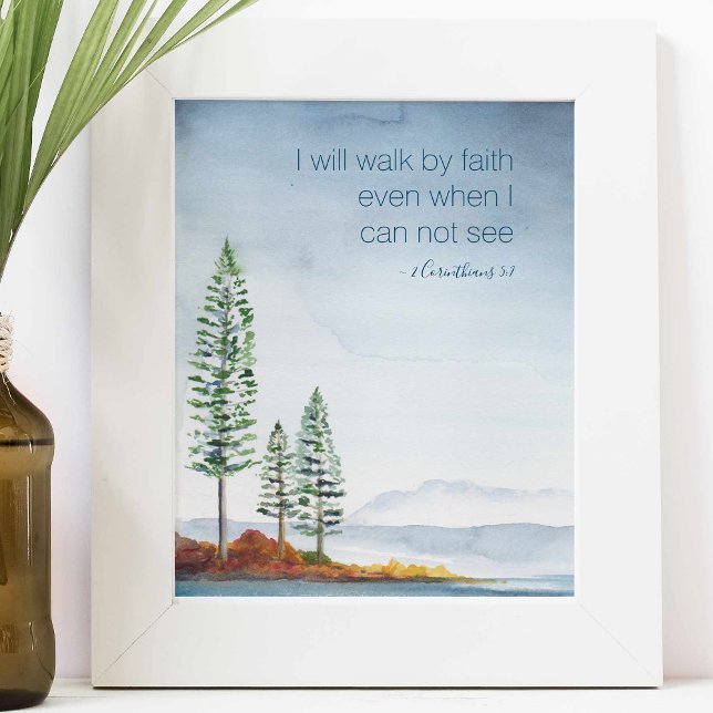 Poster Montagnes d'aquarelle inspirées et spirituelles (inspirational poster scripture with watercolor art by Victoria Grigaliunas)
