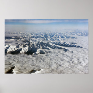 Poster montagnes de l'Himalaya sous les nuages - Tibet