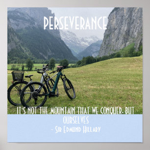 Poster Montagnes de persévérance et cyclisme motivationne