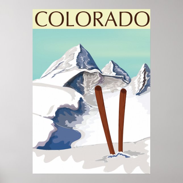 Poster Montagnes de ski (Devant)