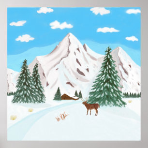 Poster Montagnes enneigées
