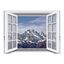 Montagnes enneigées Faux Window 3D