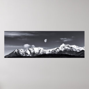 Poster montagnes et la lune
