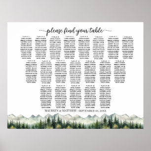 Poster Montagnes et Pins 20 Tables Plan de table de maria