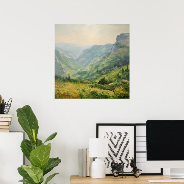 Poster Montagnes fleurs sauvages Paysage-impressionnisme  (Bureau à domicile)