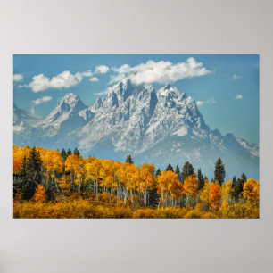 Poster Montagnes grandes de Teton en automne