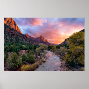 Poster Montagnes   Le Parc National De La Zion Watchman U