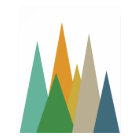 Montagnes Mi-Siècle Moderne Vert Bleu Orange