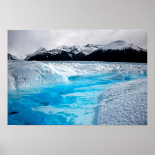 Poster Montagnes noires et blanches avec l'affiche bleue