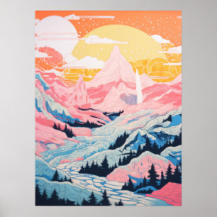 Poster Montagnes roses Sunset