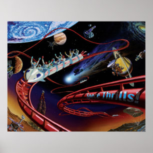 Poster Montagnes Russes Cosmiques de l'Espace Artistique 