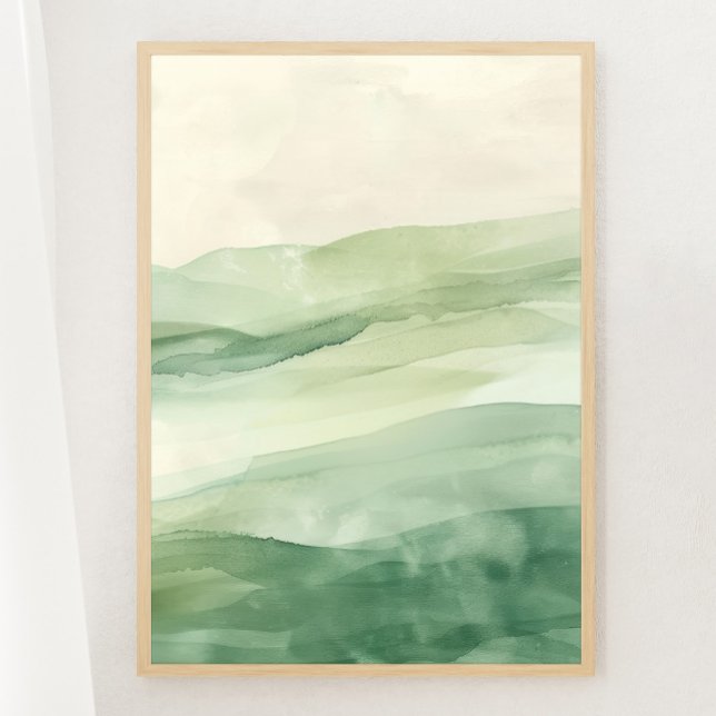 Poster Montagnes vertes et beiges de Sage Abstrait Imprim (Créateur téléchargé)
