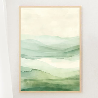 Poster Montagnes vertes et beiges de Sage Abstrait Imprim