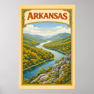 Poster Montagnes vintage de l'Ozark de l'Arkansas