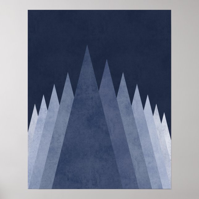 Poster Montagnes violettes Art géométrique minimal modern (Devant)