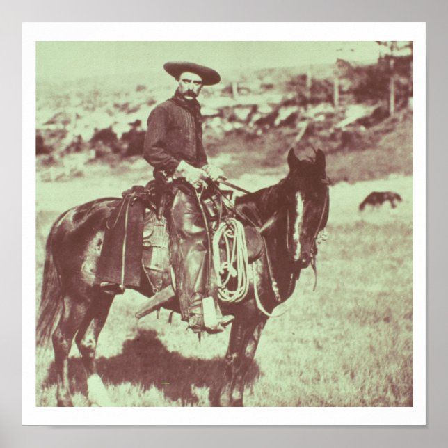 Poster Montana Cowboy, vers 1880 (photo b/w) (Devant)