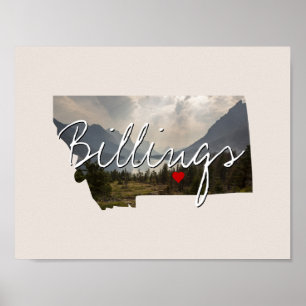 Poster Montana State Photo insert and town name