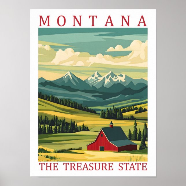 Poster Montana the Treasure State USA Travel Place (Devant)