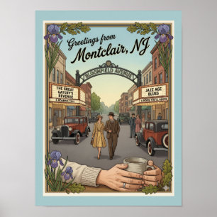 Poster Montclair NJ Avenue Bloomfield Vintage
