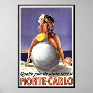 Poster Monte Carlo vintage, Monaco -