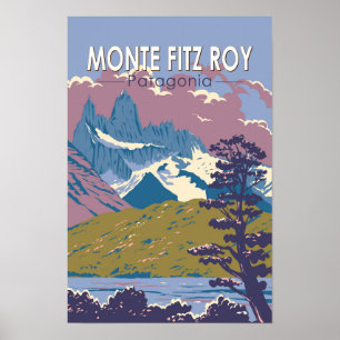 Poster Monte Fitz Roy Patagonia Travel Art Vintage