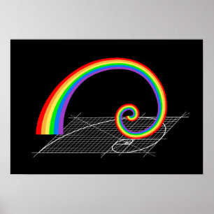 Poster Montée de l'arc-en-ciel de la spirale de Fibonacci