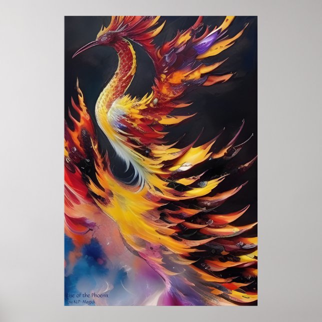 Poster Montée du Phoenix - AI Imaginaire Art Imprimer (Devant)