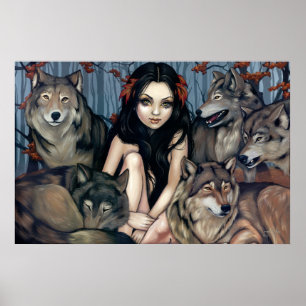 Poster Montée par Wolves imaginaire loup chien Art Imprim