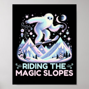 Poster Montée Sur Les Magiques Pistes De Snowboard Yeti A