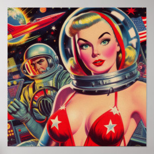 Poster Montée vintage de l'astronaute