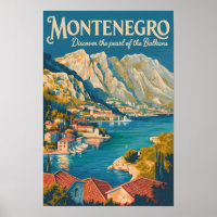 Monténégro Balkans Illustration Voyage Art Rétro