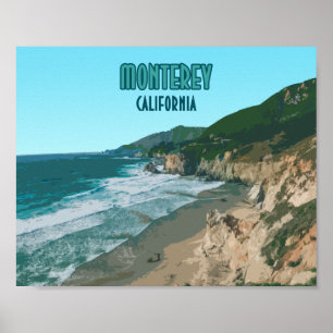 Poster Monterey California Pacific Coast Highway Vintage