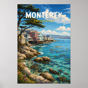 Poster Monterey Californie Illustration Voyage Art Rétro