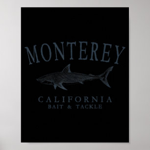 Poster Monterey californie requin rétro ardoise art pêche