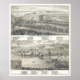 Poster Montevideo, MN Carte panoramique - 1874