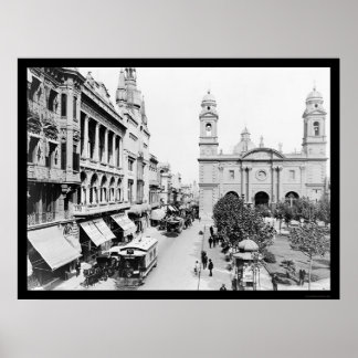 Poster Montevideo, Uruguay Street Scene 1906