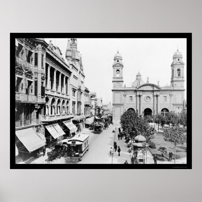 Poster Montevideo, Uruguay Street Scene 1906 (Devant)