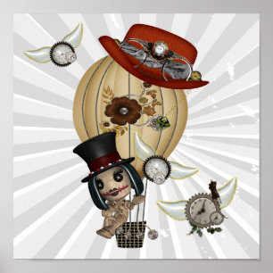 Poster montgolfière gothique laveau vapeur art