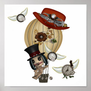 Poster montgolfière gothique laveau vapeur art