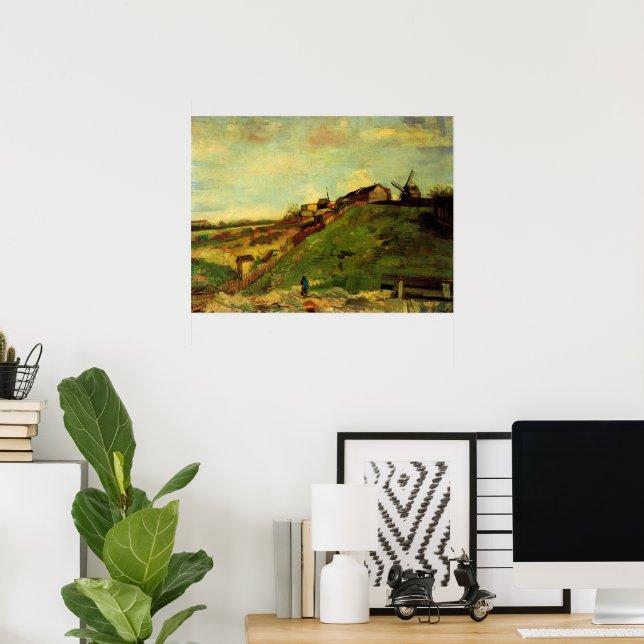 Poster Montmartre : Carrière, les moulins par Vincent van (Bureau à domicile)