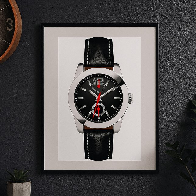 Poster Montre Chronographe Noire de luxe Timepiece élégan (Créateur téléchargé)