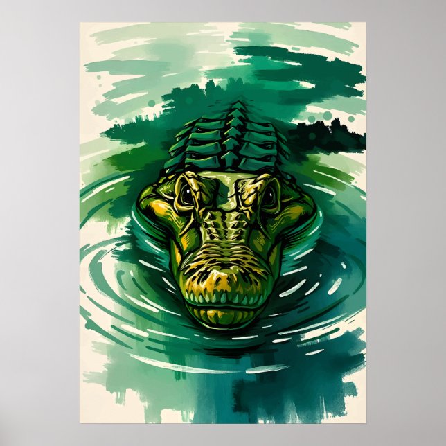Poster Montre crocodile – Prédateur dans le marais (Devant)