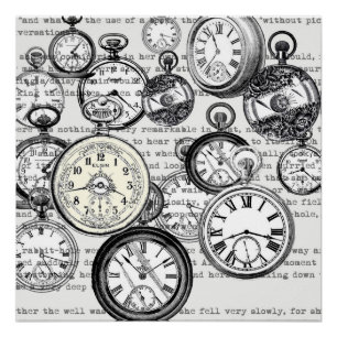 Poster Montre de poche victorienne Alice au pays des merv
