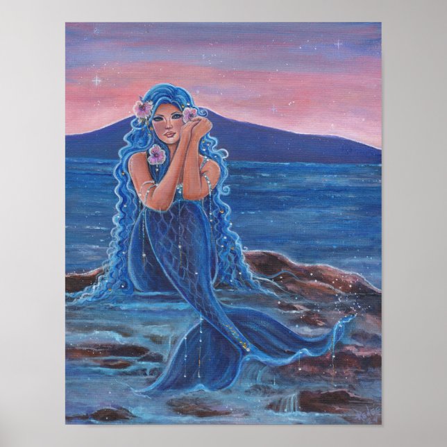 Poster Montre de sirène bleu Daydreamer par Renee (Devant)