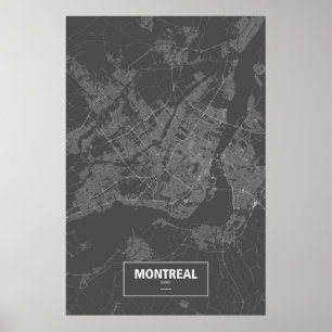 Poster Montréal, Québec (blanc sur le noir)